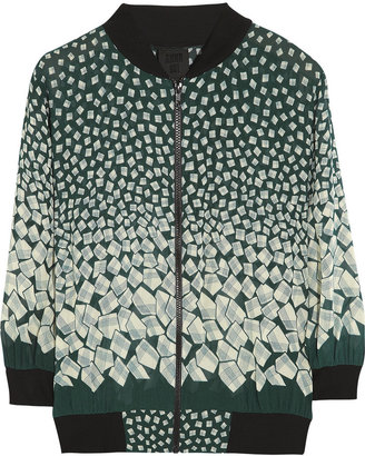 Anna Sui Letters printed georgette bomber jacket