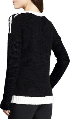 Tibi Long-Sleeve Printed Sweater