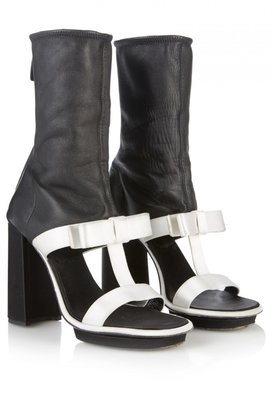 Prada Satin & Leather T-Strap Ankle Boots
