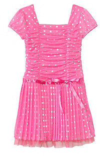 Amy Byer Girls' 4-6X Pink Foil Drop Waist Dress
