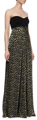 Diane von Furstenberg Adriana Strapless Silk Leopard-Print Maxi Dress
