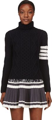 Thom Browne Navy Merino Cableknit Sweater