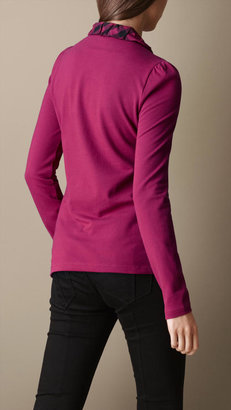 Burberry Long Sleeve Check Collar Polo Shirt