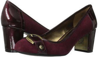 Anne Klein Radka (Wine SUede/Wine Patent/Burnished Gold) - Footwear