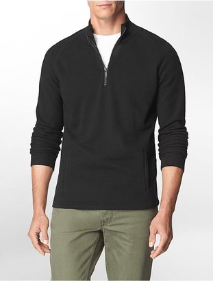 Calvin Klein Mens Slim Fit Reverse Pattern 1/4 Zip Cotton Blend Pullover Sweater