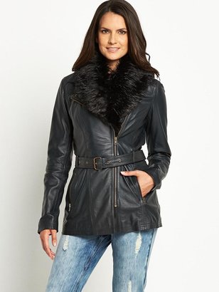 Savoir Leather Belted Jacket