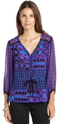 Nanette Lepore violet and blue silk printed 'Tribal' blouse