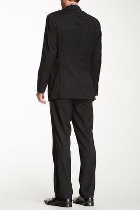 Ben Sherman Solid Black Two Button Notch Lapel Wool Suit