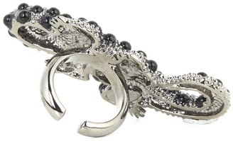 Roberto Cavalli Gunmetal Swarovski crystal lizard ring