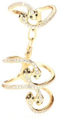 Ileana Makri 18kt Gold Snake Parade Ring With White And Black Diamonds
