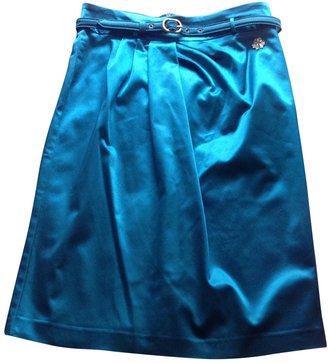 Galliano satin blue green teal pencil skirt 14  46