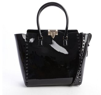 Valentino black leather 'Rockstud' studded detail convertible top handle tote