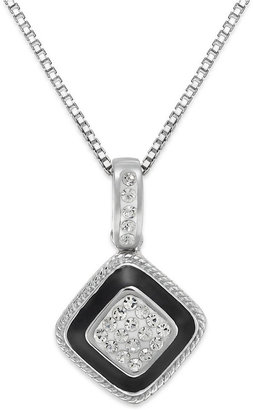 Giani Bernini Cubic Zirconia and Black Enamel Pendant Necklace in Sterling Silver