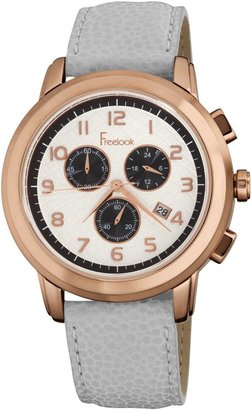 Freelook Women's HA1132CHRG-9 Rose Gold Plated Stainless Steel White Dial Leather Band Watch
