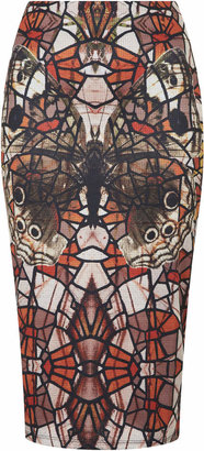 Topshop Mirror Butterfly Tube Skirt