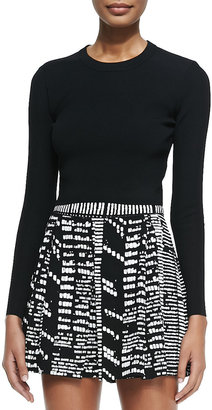 Proenza Schouler Long-Sleeve Cropped Sweater, Black