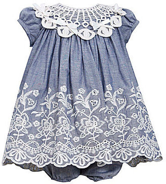 Bonnie Baby 3-24 Months Embroidered Chambray Dress & Panty Set