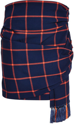 Thakoon Checked Tassled Mini Skirt Multi