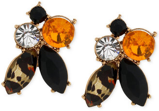 Betsey Johnson Gold-Tone Leopard Stone Cluster Stud Earrings