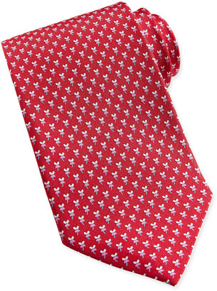 Ferragamo Hibiscus Flower Woven Tie, Red