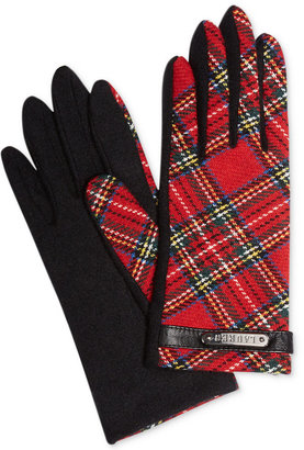Lauren Ralph Lauren Tartan Logo Plaque Cashmere Blend Gloves
