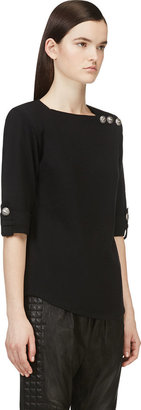 Balmain Black Knit Buttoned T-Shirt