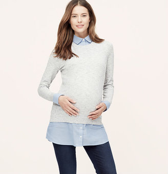 LOFT Petite Maternity Chambray Two-In-One Top