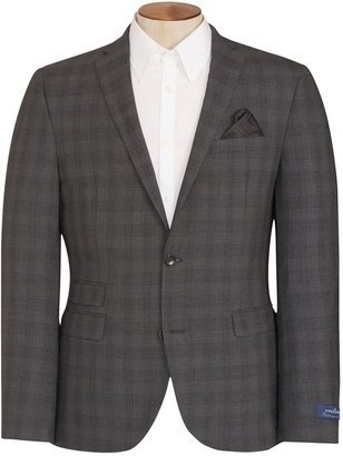 Next Signature Charcoal Check Slim Fit Suit: Jacket
