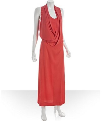 Diane von Furstenberg neon coral stretch silk 'Issie' long dress