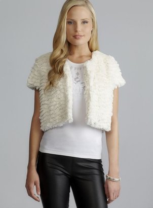 Kensie White Faux Fur Cropped Jacket