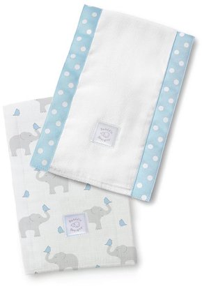 Swaddle Designs Baby Burpies Set - Elephant and Morning Sky Chickies and Pastel Blue with White Dots
