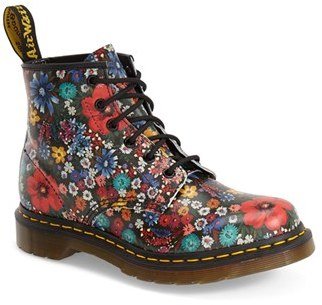 Dr. Martens '101' Floral Print Leather Boot (Women)