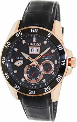 Seiko Men's Sportura SNP056 Leather Quartz Watch with Dial