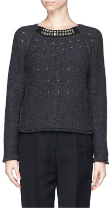 Lanvin Perforated strass neck wool sweater