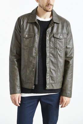 Urban Outfitters Your Neighbors Matte Faux Leather Trucker Jacket