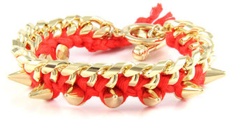 Ettika Thread Bracelet on Link Chain in Red