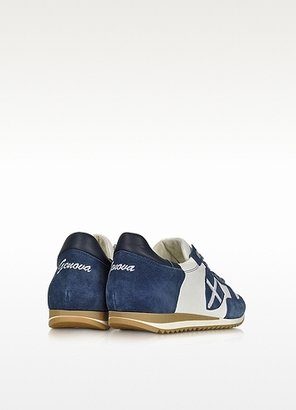 D’Acquasparta D'Acquasparta  Genova White Leather and Blue Suede Sneaker