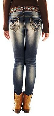 JCPenney Wallflower Belted Skinny Jeans