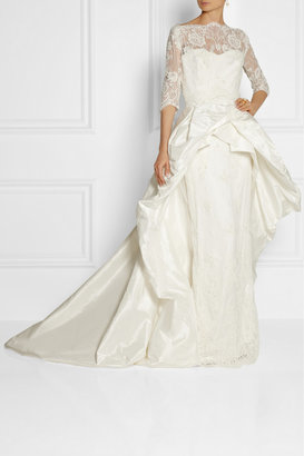 Marchesa Embellished lace and silk-taffeta gown