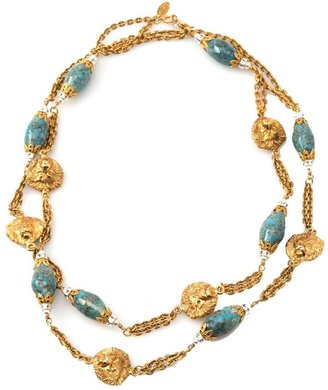 Chanel VINTAGE turquoise and lion necklace