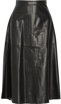 Valentino Leather A-line midi skirt