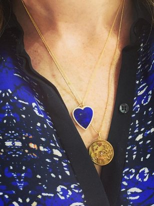 Jennifer Meyer Diamond Lapis Inlay Heart Pendant Necklace - Yellow Gold