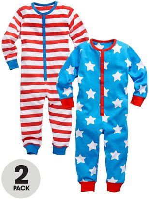 Ladybird Boys Stars and Stripe All-in-Ones (2 Pack)