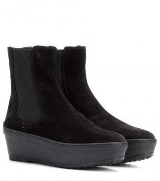 Tod's Suede Platform Ankle Boots