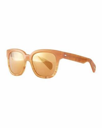 Oliver Peoples Brinley Mirror Square Sunglasses, Terra-Cotta/Peach