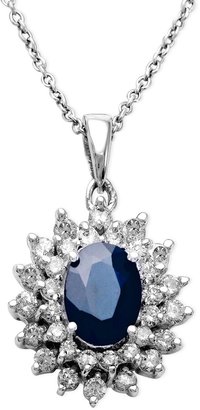 Effy Royalty Inspired by Sapphire (1-9/10 ct. t.w.) and Diamond (1 ct. t.w.) Two Row Oval Pendant in 14k White Gold