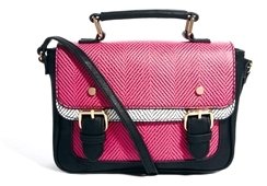 ASOS Color Block Etched Satchel Bag - Pink and black