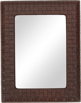 Barneys New York Grid-Stamped Leather Picture Frame