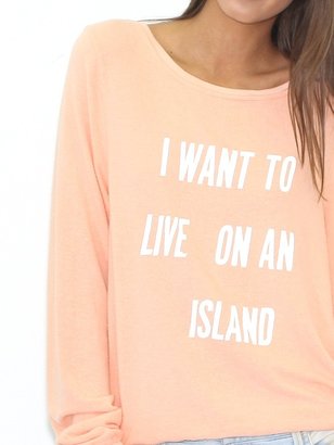 Wildfox Couture Live on an Island Beach Baggy Jumper in Coral Shell