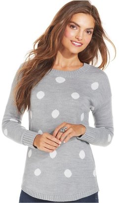 Amy Byer Polka Dot Button-Back Sweater